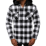 Flannel Hooded Shirt Long Sleeves