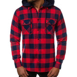 Flannel Hooded Shirt Long Sleeves