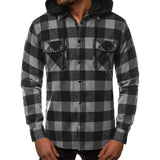 Flannel Hooded Shirt Long Sleeves