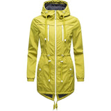 Hooded Turn-down Collar Jacket With Drawstrings