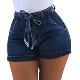 High Waist Denim Skinny Shorts