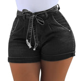 High Waist Denim Skinny Shorts