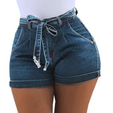 High Waist Denim Skinny Shorts